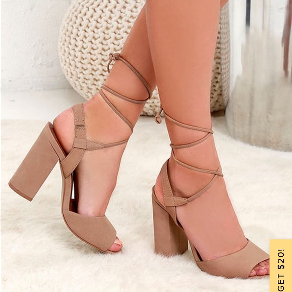 Steve Madden camel leather lace up heel
